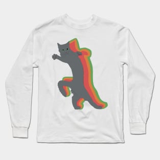 Vintage Meme Cat Blue Long Sleeve T-Shirt